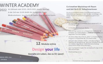 Die Design your life Winter Academy 2022 findet komplett ONLINE statt.