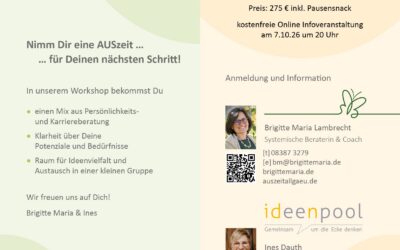 Deine AUSzeit im ALLgäu – Online Info am 7.10.2026 und Workshop in Oberstaufen am 26./27.10.2026